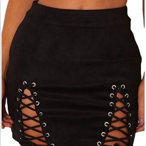 Suede black skirt